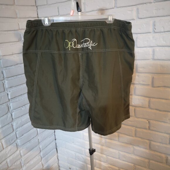 Ocean Pacific Men's Size Large Moss Green Straight Fit Elastic Waist Swim Shorts - Picture 2 of 10